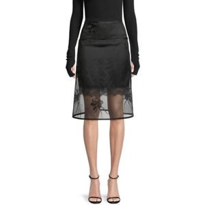 Helmut Lang Orchid-Embroidery A-Line Organza Skirt